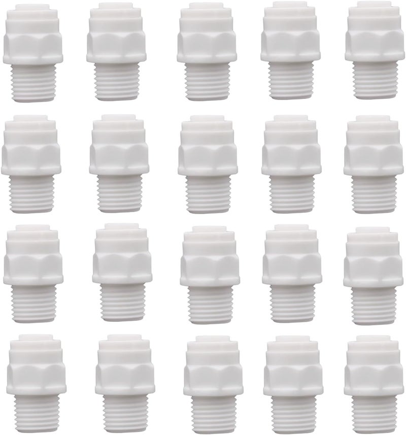 Madavoon 20 PCS 1/4" Male x 1/4" OD Push to Connect Fitting, Quick Release Water Filter Connector for RO System, Refrigerator, Drink Dispenser(Straight) - Image 1